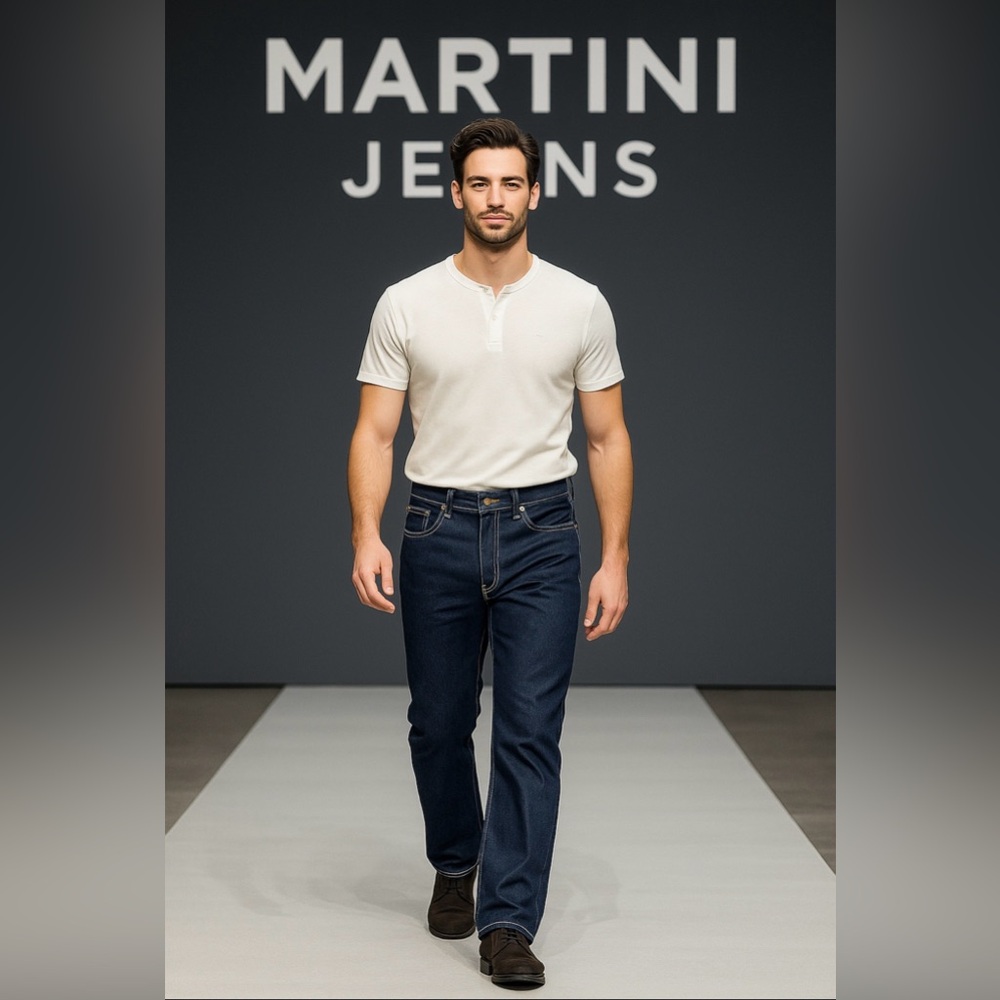 Men's Dark Blue Straight Leg Jeans
